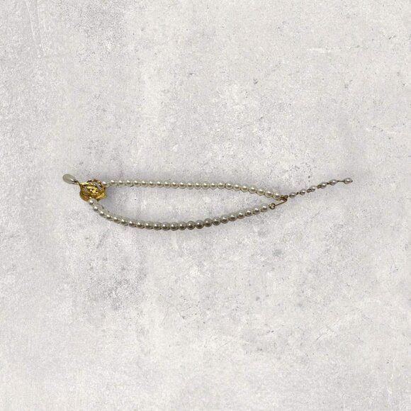 Faux Pearl Necklace with Gold Tone Crystal Pearl Pendant - Picture 5 of 6